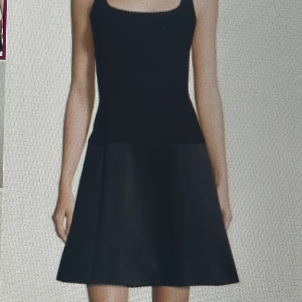 Theory Avanta Admiral Crepe  Black contrast Sleeveless Dress